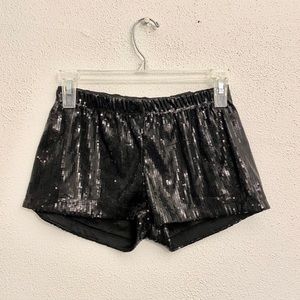 Black sequin booty shorts